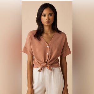 Vetta Girlfriend shirt limited edition textured clay stripe NWT Small reversible